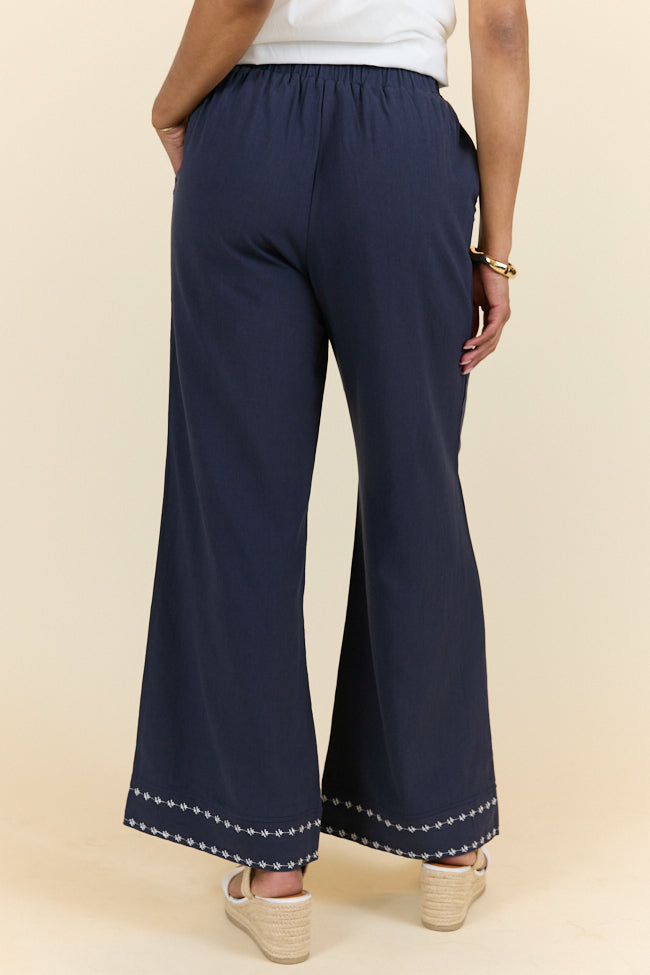 Just Feels Right Navy Embroidered Pants FINAL SALE - Image 5