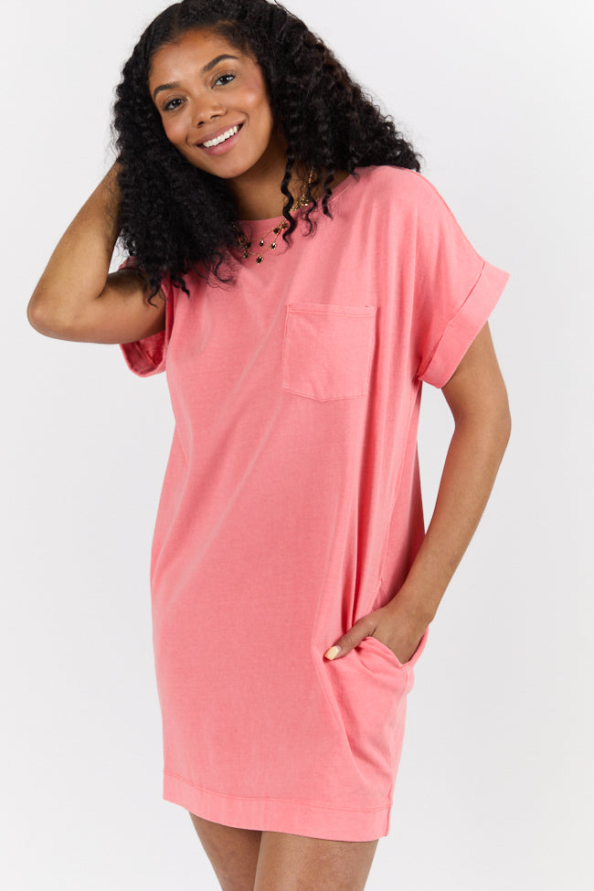Memories That Last Coral T-Shirt Dress FINAL SALE
