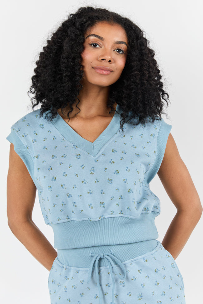 March On Blue Floral Print Knit Vest FINAL SALE - Image 2