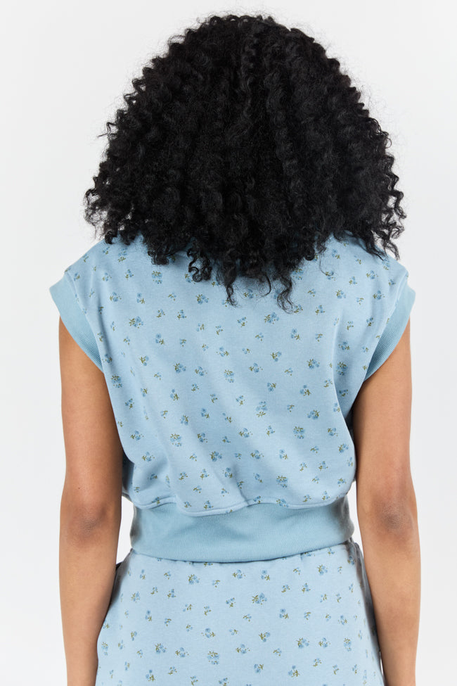 March On Blue Floral Print Knit Vest FINAL SALE - Image 5