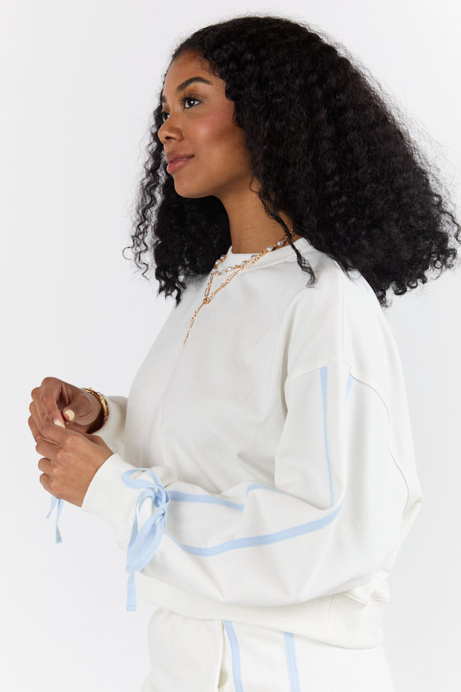 Close Ties White Bow Sleeve Sweatshirt FINAL SALE - Image 4