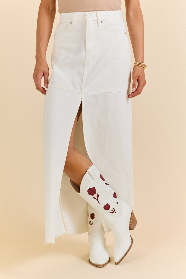 Soundwaves White Denim Midi Skirt FINAL SALE - Image 2