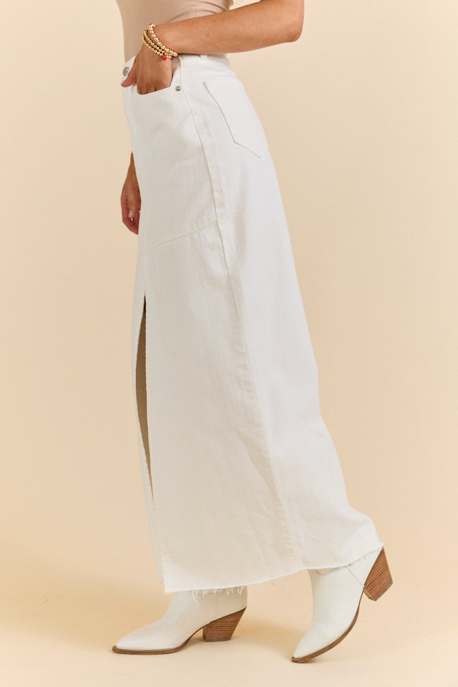 Soundwaves White Denim Midi Skirt FINAL SALE - Image 4