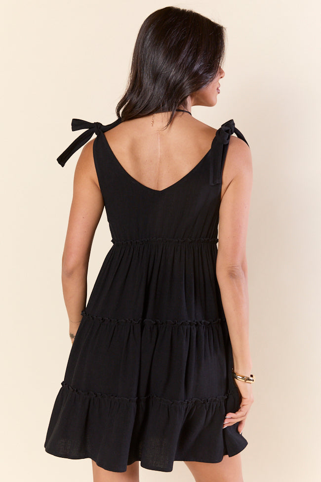 Sweetly Tied Black Tie Shoulder Mini Dress FINAL SALE - Image 4