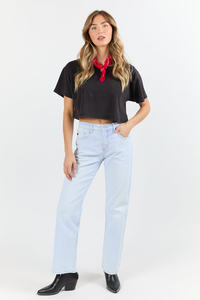 As Cool As It Gets Light Black Cropped Knit T Shirt FINAL SALE - Image 2