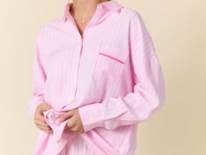 Take It Slow Pink Pinstripe Lounge Set FINAL SALE