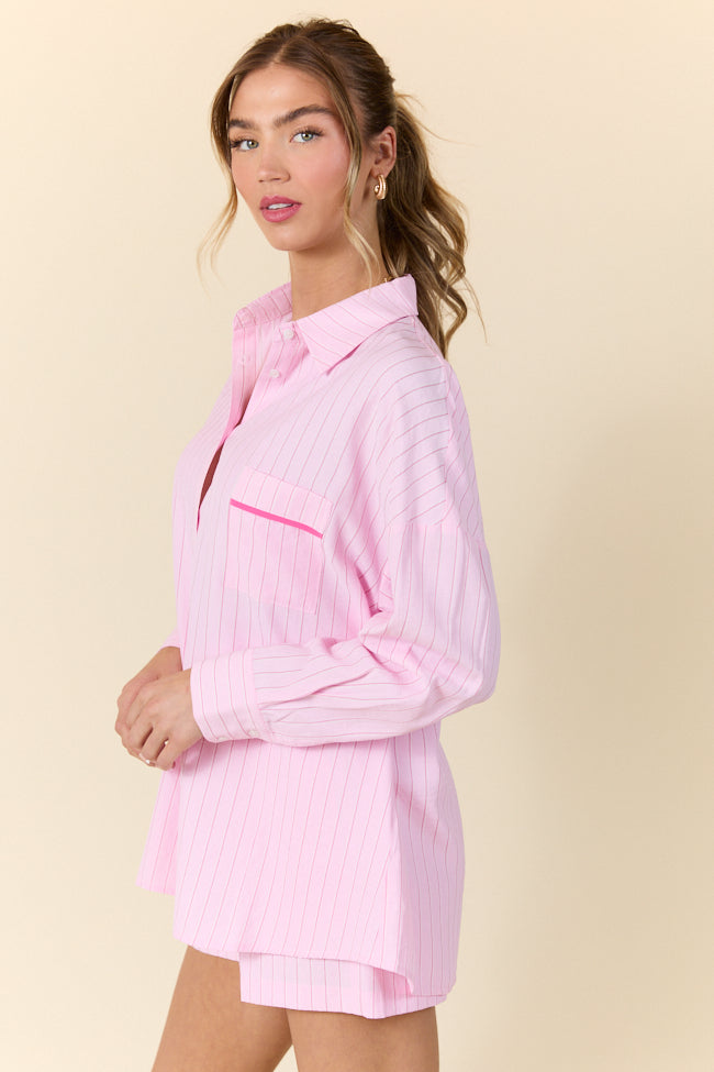 Take It Slow Pink Pinstripe Lounge Set FINAL SALE - Image 5