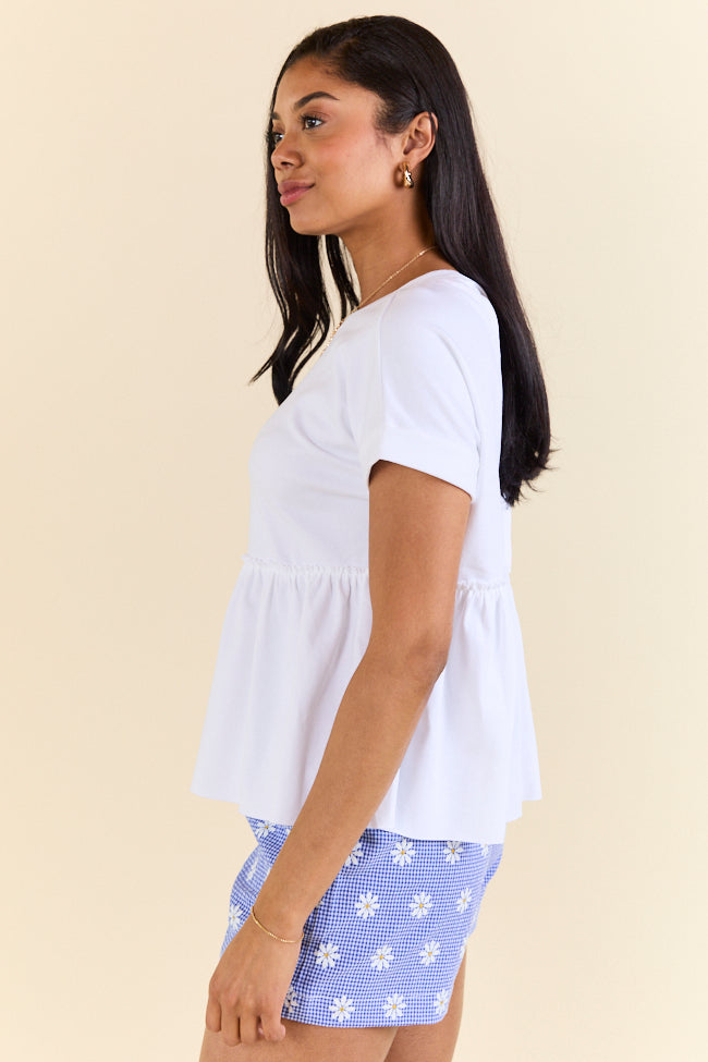 Plainly White Tie Back Peplum Knit Top FINAL SALE - Image 4