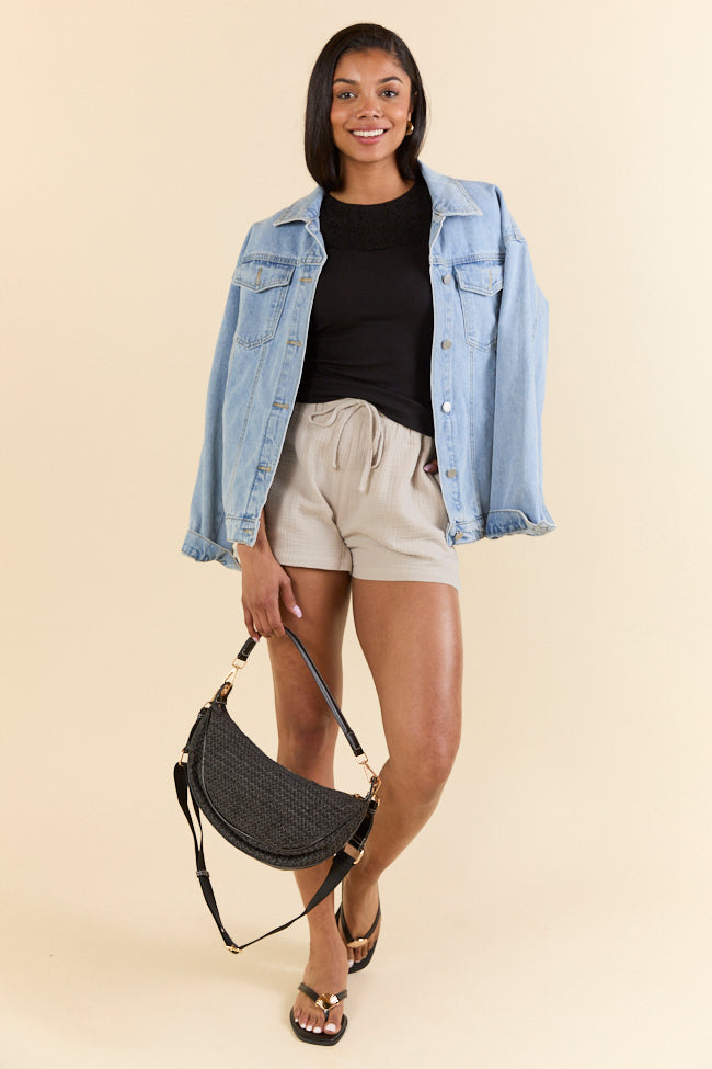 Summer Classic Drawstring Waist Taupe Shorts FINAL SALE - Image 2