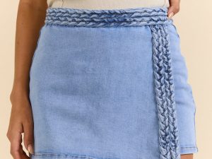 Encore Braided Denim Wrap Skort FINAL SALE