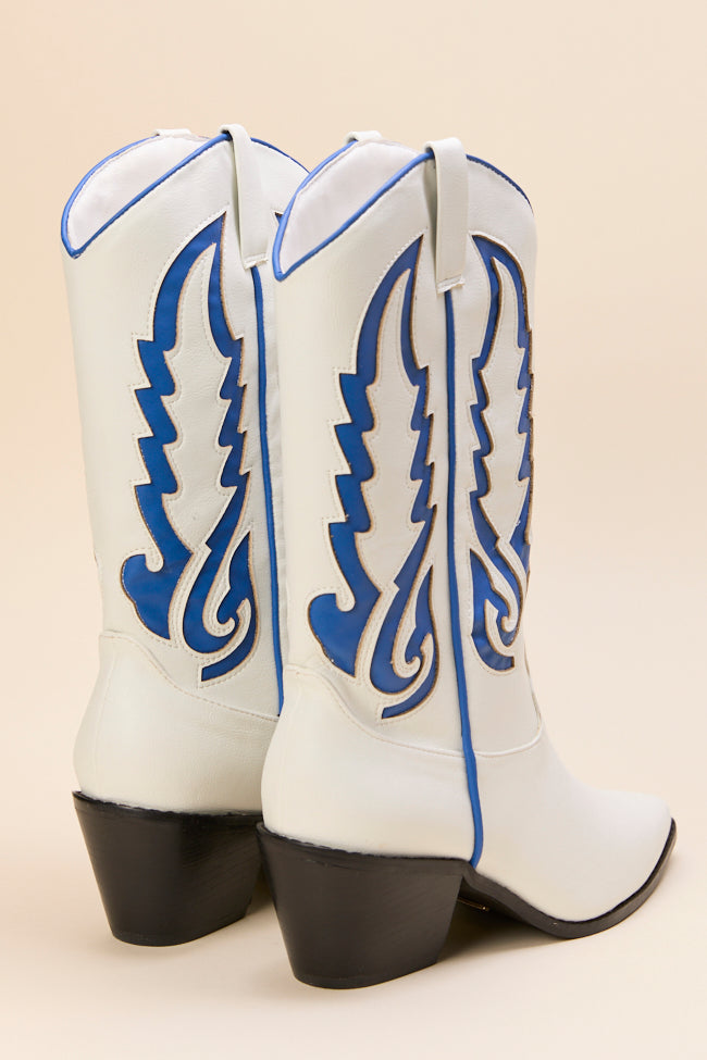 Patti Blue and White Western Boots FINAL SALE - Image 5
