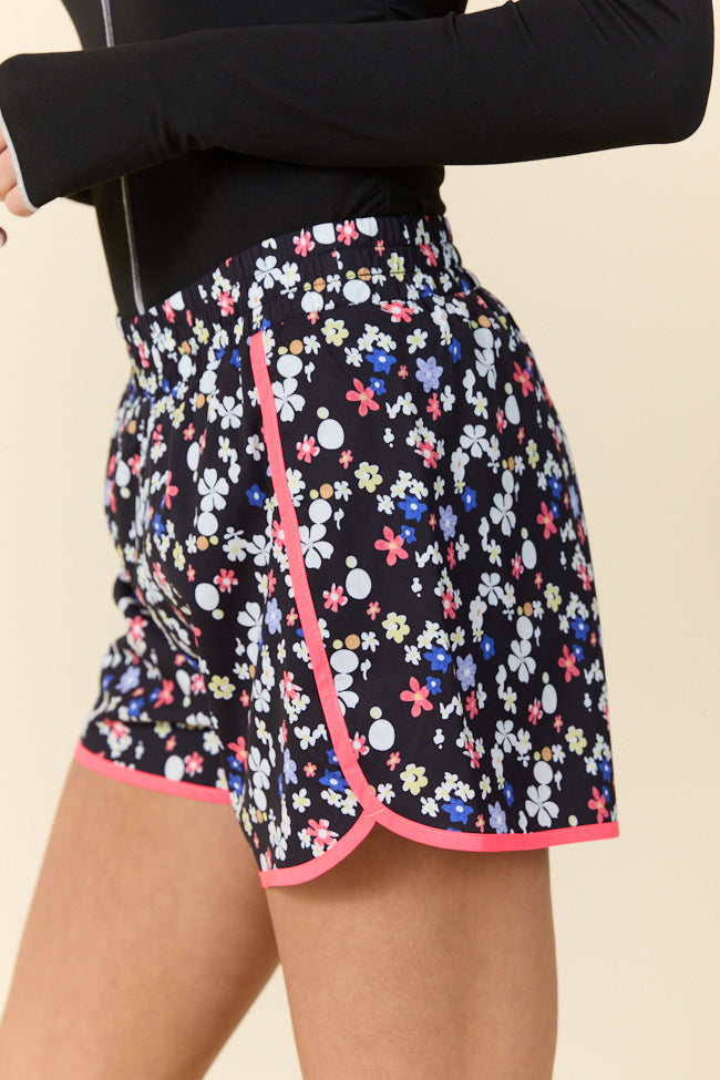 On The Move Multi Floral Contrast Trim Running Shorts FINAL SALE - Image 5