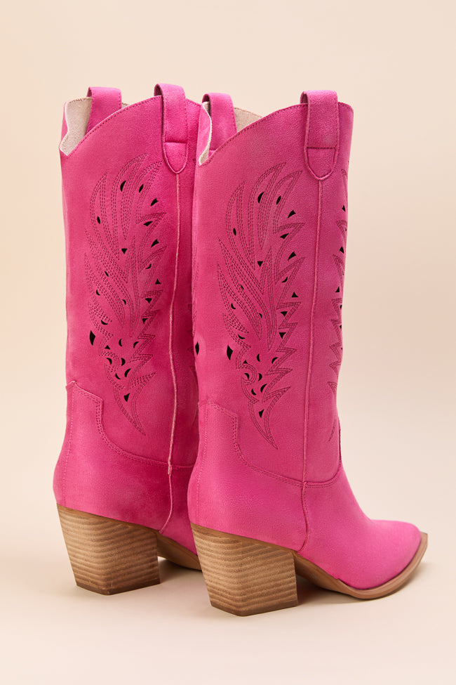 Olivia Pink Cutout Cowboy Boots - Image 3