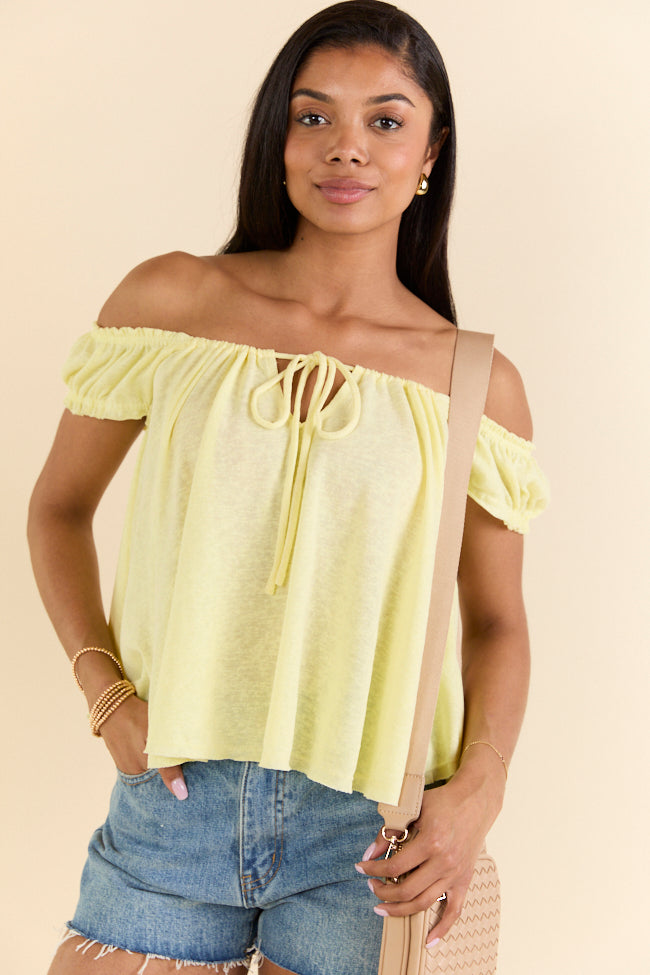 Minimal Essence Yellow Off To Shoulder Knit Top FINAL SALE
