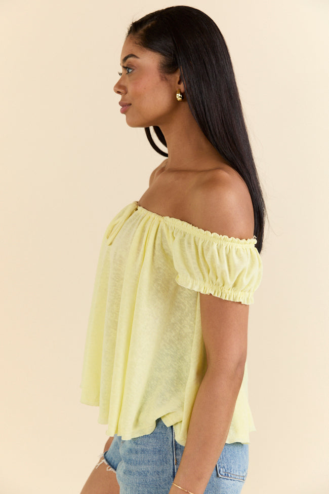 Minimal Essence Yellow Off To Shoulder Knit Top FINAL SALE - Image 4