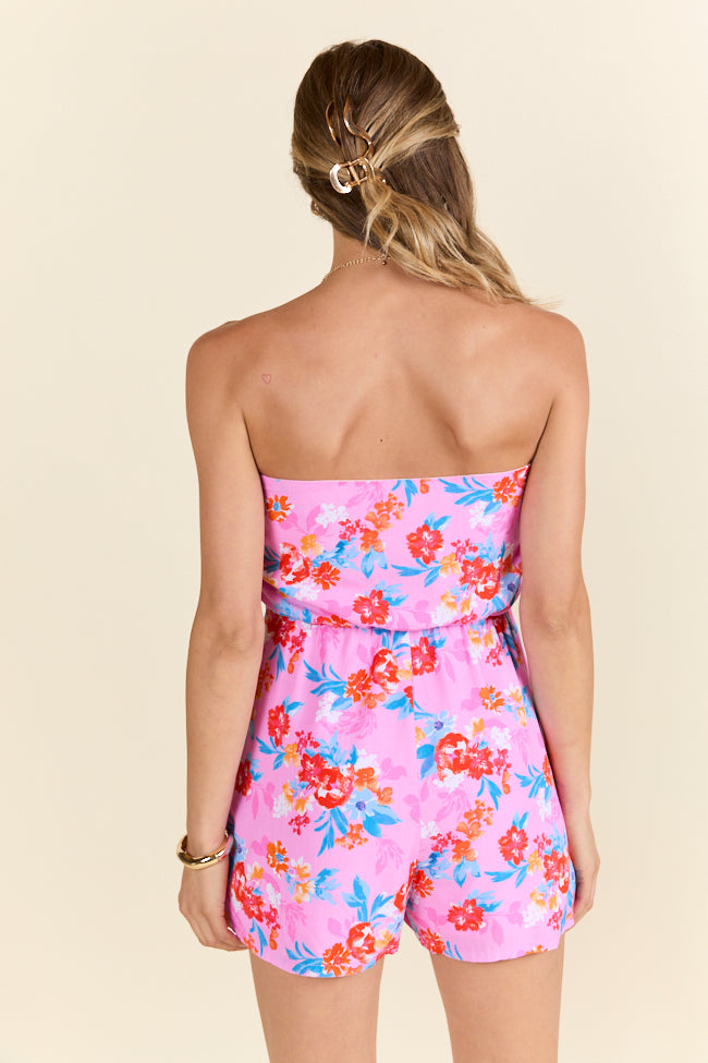 Waiting For Fun Strapless Pink Floral Romper FINAL SALE - Image 4