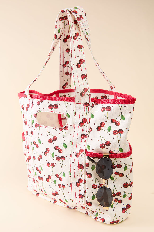 Red Cherries Canvas Tote FINAL SALE - Image 3