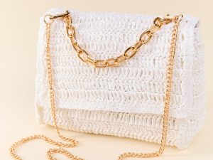 White Straw Chain Strap Crossbody FINAL SALE