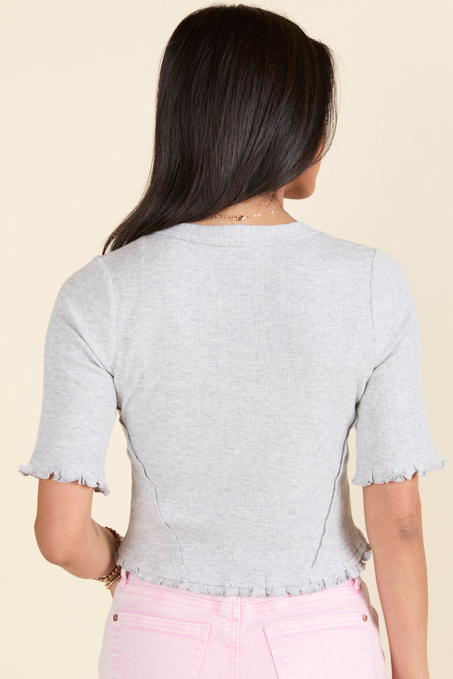 Makes Me Happy Heather Grey Lettuce Hem Cardigan FINAL SALE - Image 4