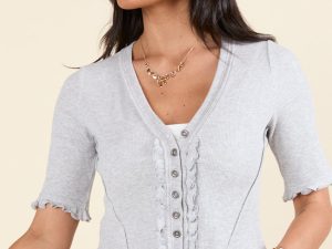 Makes Me Happy Heather Grey Lettuce Hem Cardigan FINAL SALE