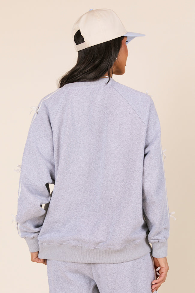 Kinley Heather Grey Side Bow Detail Crewneck Sweatshirt FINAL SALE - Image 4