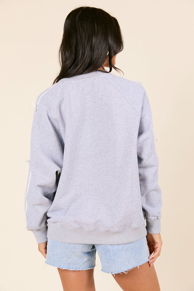 Kinley Heather Grey Side Bow Detail Crewneck Sweatshirt FINAL SALE - Image 8