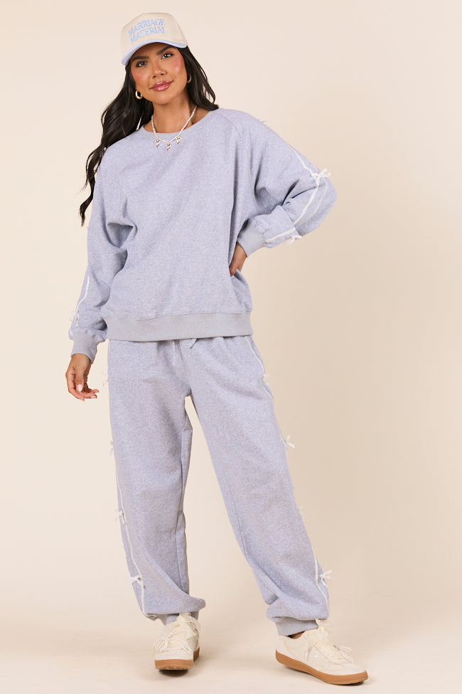 Kinley Heather Grey Side Bow Detail Pants FINAL SALE - Image 5