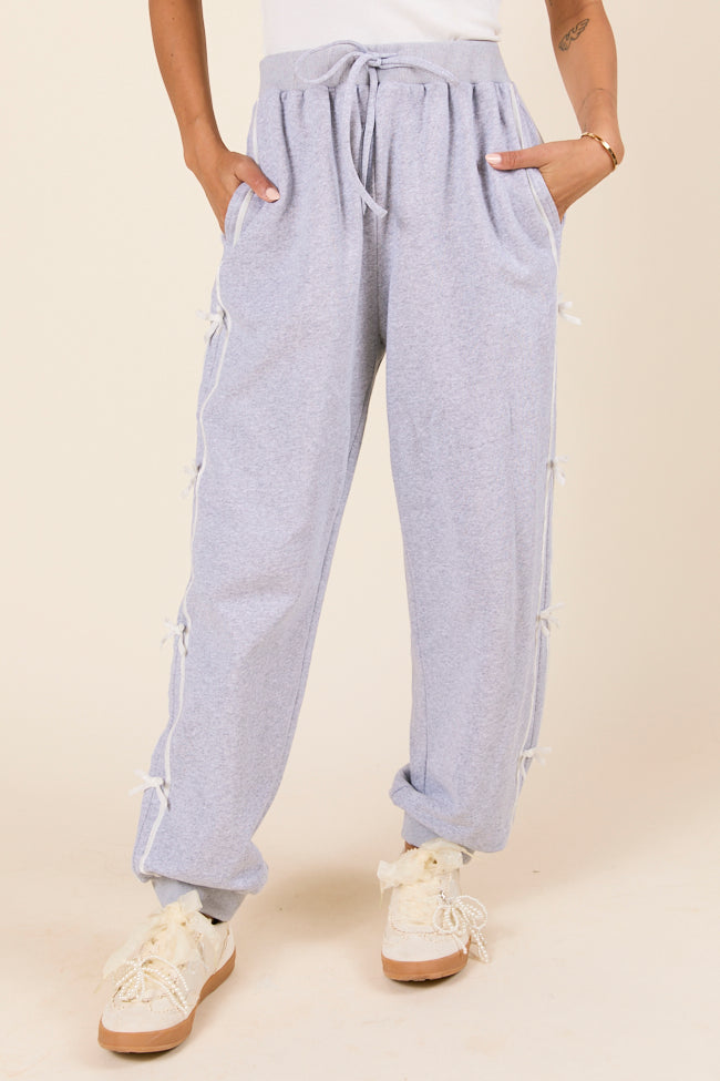 Kinley Heather Grey Side Bow Detail Pants FINAL SALE - Image 3