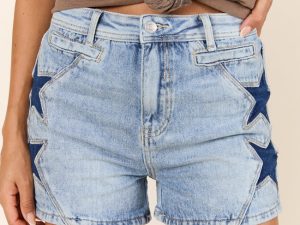 Wait For Daylight Star Embroidered Denim Shorts FINAL SALE