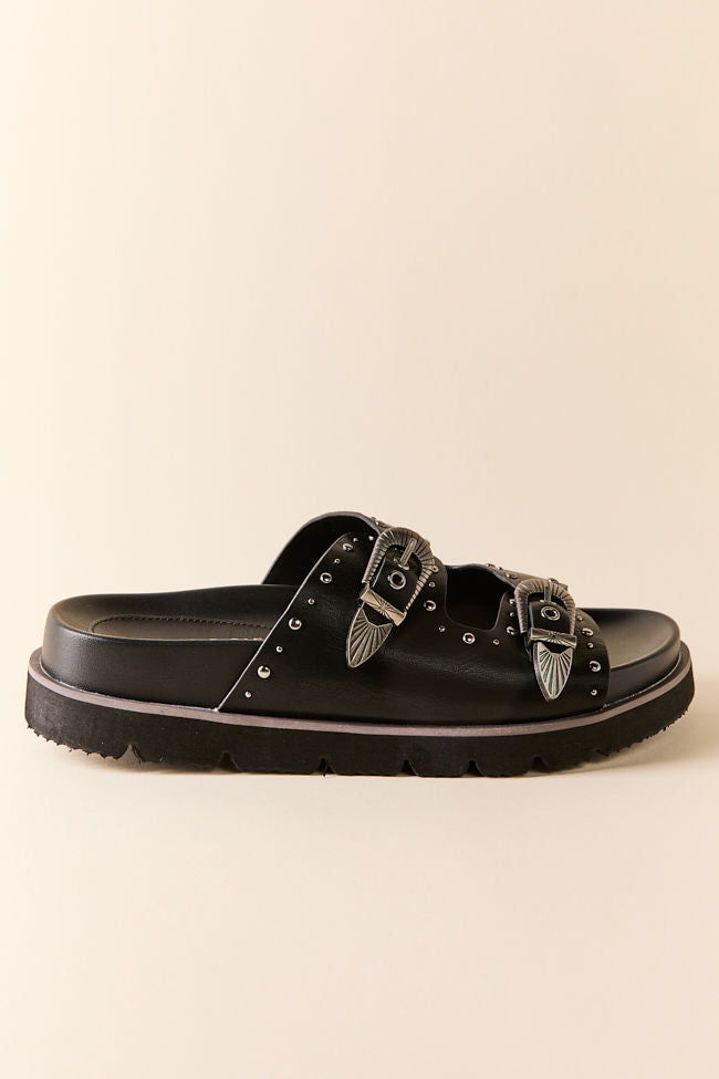 Effie Black Buckle Slide Sandals FINAL SALE - Image 3