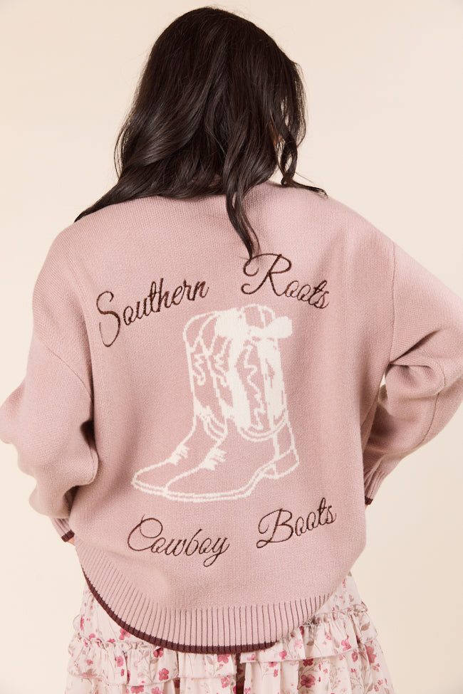 Jesse Mauve Southern Roots Cowboy Boots Cardigan - Image 3