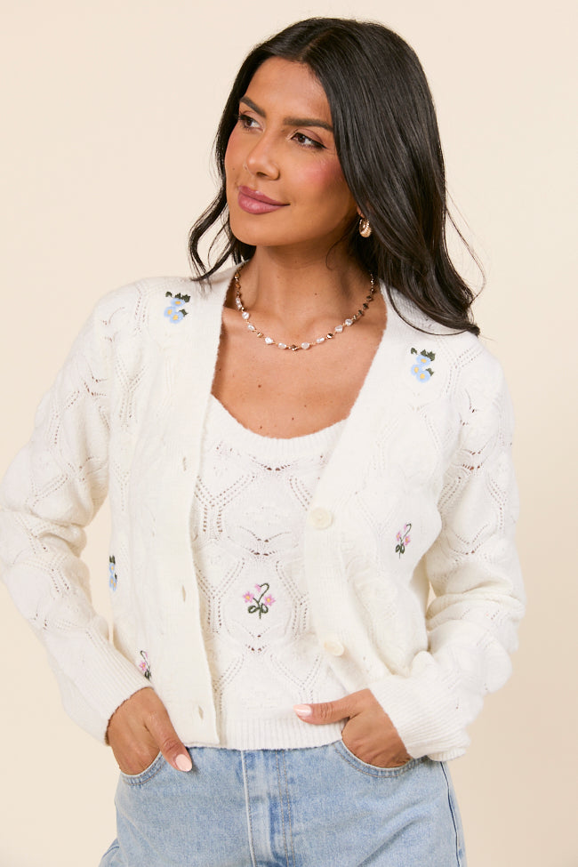 Kaitlyn Flower Embroidered Cardigan - Image 5