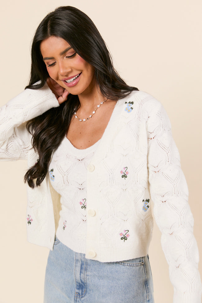 Kaitlyn Flower Embroidered Cardigan - Image 3