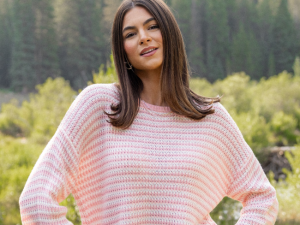 Lennon Blush and Ivory Striped Knit Sweater