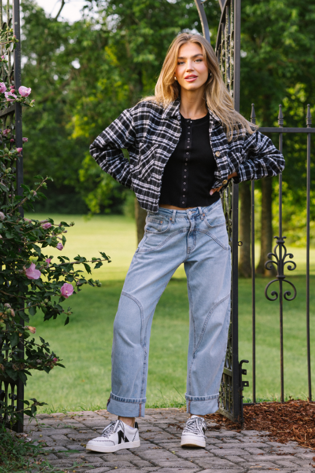 River Light Wash Denim Barrel Leg Jeans - Image 2