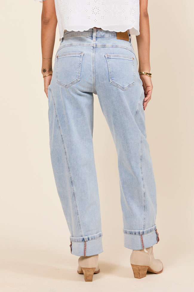 River Light Wash Denim Barrel Leg Jeans - Image 5