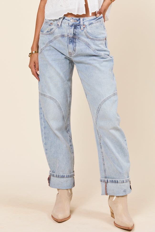 River Light Wash Denim Barrel Leg Jeans