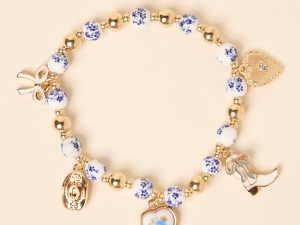 Hanna Blue Beaded Charm Stretch Bracelet FINAL SALE