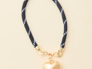 Lea Black Puff Heart Bracelet