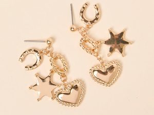 Destiny Gold Western Charm Earrings