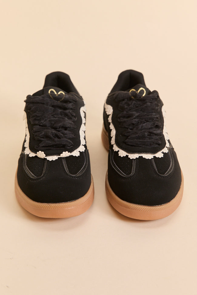 Tiffany Black Lace Trim Sneakers - Image 3