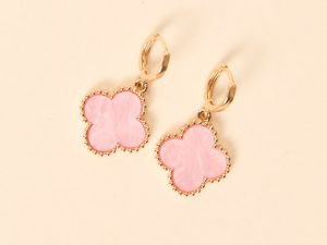 Tilly Clover Pink Huggie Earrings