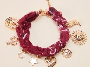 Haven Burgundy Bandana Charm Bracelet