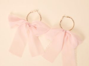 Molly Pink Bow Hoop Earrings