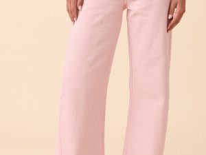 Marigold Pearl Pink Mid Rise Barrel Jeans