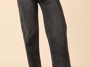 Angelica Washed Black Wide Leg Jeans