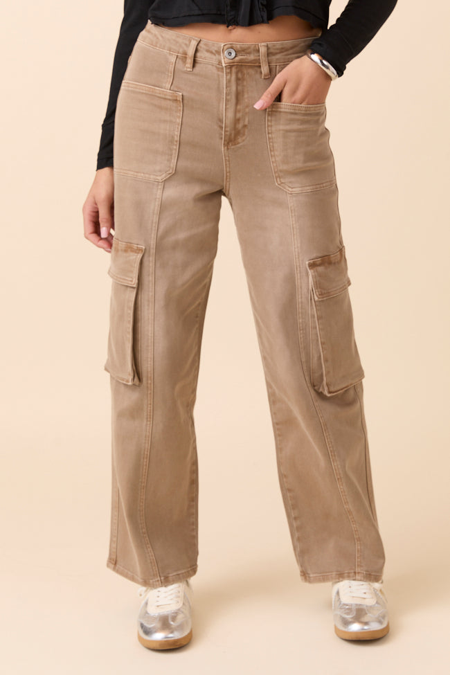 Edith Vintage Khaki High Rise Wide Leg Jeans - Image 2