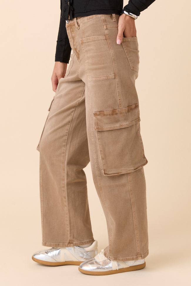 Edith Vintage Khaki High Rise Wide Leg Jeans - Image 4