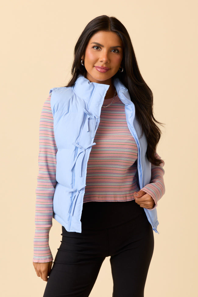 Liberty Frost Blue Bow Puffer Vest - Image 3