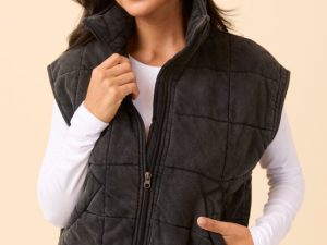 Tori Black Acid Wash Vest